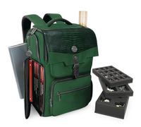 ENHANCE Collector’s Edition Zaino DnD - Borsa RPG per DM di Dungeons & Dragons - Zaino DnD per 6-8 Libri, Laptop 18"/Scomparto DM, Foam per Miniature, Tasche Accessori, Cinghia Mappe (Drago Verde)