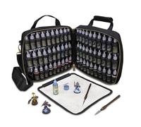 ENHANCE Custodia per Pittura Miniature - Valigetta con Slot per 60 Flaconi e 16 Pennelli, Organizer con Display a Galleria per Colori, Tracolla Comoda, Tappetino Lavabile e Superficie Facile da Pulire