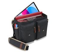 ENHANCE Designer Edition DnD Borsa- Elegante Borsa a Tracolla per Giochi di Ruolo, Adatta per il Manuale del Giocatore, Raccoglitori, dadi e Accessori, con Custodia per Tablet e Tasche Laterali (Nero)