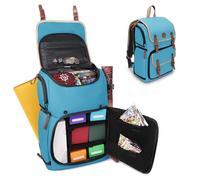 ENHANCE Designer Edition Sammelkarten-Rucksack in voller Größe - MTG-Decktasche, Platz für Kartenordner, TCG-Deckbox-Aufbewahrung - kompatibel mit Magic The Gathering, (Canvas-Look - Blau)