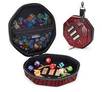ENHANCE Gioco da Tavolo Caso di Dadi e Vassoio di Rotolamento Contenitore di Stoccaggio per Un Massimo di 150 Pezzi Rpg - Design Robusto e Protettivo con Interni Morbidi - Accessorio (Drago Rosso)