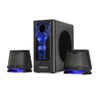 ENHANCE SB 2.1 Altoparlanti per Computer con Subwoofer - Casse Gaming con LED Blu, Sistema Audio ad Alta Escursione, con Jack da 3.5mm, Controllo Volume e Bassi, Compatibili con PC Gaming, Laptop