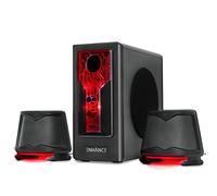 ENHANCE SB 2.1 Altoparlanti per Computer con Subwoofer - Casse Gaming con LED Rosso, Sistema Audio ad Alta Escursione, con Jack da 3.5mm, Controllo Volume e Bassi, Compatibili con PC Gaming, Laptop