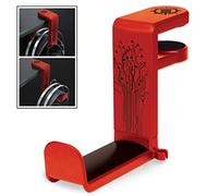 ENHANCE Supporto per Cuffie Gaming - Supporto Cuffie da Tavolo con Braccio Rotante Regolabile 360, Morsetto per Scrivania sul Design, Misura Universale e Organizer per Clip per Cavo Integrato - Rosso