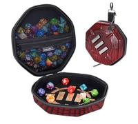 ENHANCE DnD - Vassoio per dadi e custodia, edizione da collezione, fino a 150 shaker D&D, con guscio esterno rigido e interno morbido protettivo, vassoio perfetto per la notte di gioco (rosso drago)