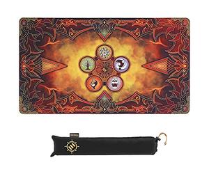 ENHANCE Tappetino da Gioco TCG - Tappetino da Gioco da Tavolo con Bordi Cuciti, Superficie Liscia e Custodia da Viaggio con Coulisse - Compatibile con MTG, YuGiOh, Pokemon e Altri TCG e LCG - Fiamme