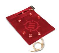 ENHANCE Tappetino per Dadi Roll on a Scroll e Set di 7 Dadi in Acrilico - Custodia in Velluto con 7 Dadi in Acrilico Abbinati, Supporto e Vassoio. Compatibile con D&D e Giochi da Tavolo - Rosso