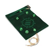 ENHANCE Tappetino per Dadi Roll on a Scroll e Set di 7 Dadi in Acrilico - Custodia in Velluto con 7 Dadi in Acrilico Abbinati, Supporto e Vassoio. Compatibile con D&D e Giochi da Tavolo - Verde