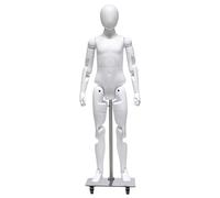 ENHEN Manichino Manichino Bambini Rotante Corpo Intero con Testa & Ruote, Forma Abito Regolabile Posabile Unisex per Negozio Abbigliamento, Fibra di Vetro Opaca(White)