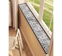 ENHEN Tappetino per Davanzale Cuscino per Finestra ad Angolo Nero Moderno Minimalista con Elementi a Scacchi, Copertura Decorativa per Nicchia Bordo Balcone Anti Graffio di Gatto(120x40cm/47x16in)