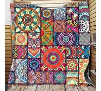 Enhome Trapuntato Patchwork Copriletto Matrimoniale Singolo 3D Microfibra Coperta Trapunta Antipolveri Copri Letto per Camera da Letto per Bambini Adulti (Stile Boho,150x200cm)