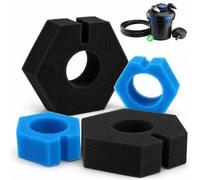 Enhon Set di 4 spugne filtranti di Ricambio per laghetti, compatibili con i Modelli Biopress 6000/8000 e 10000/12000; Combinazione di spugne filtranti Blu e Nere per sistemi di filtraggio