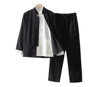 Enigmaire Cotone Lino Tai Chi Abbigliamento,Set da Uomo Tang Suit,Abito Cinese Tang da Uomo,Impermeabile,Adatto per Gli Esercizi Mattutini Quotidiani di Tai Chi