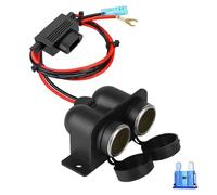 Enisina Presa accendisigari doppio foroDC 12V-24V Per Barca,nero, Con Fusibile Auto Medio（15A）