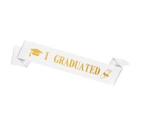 enithElite Fascia Laurea,bomboniera Laurea,Laurea Gadget,Fusciacca Laureata Gadget Accessori per Decorazione Cerimonia Festa Laurea,con la Scritta “i Graduation” in Oro,Bianco