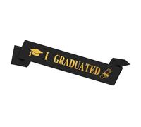 enithElite Fascia Laurea,Laurea Gadget,Bomboniera Laurea,Fusciacca Laureata Gadget Accessori per Decorazione Cerimonia Festa Laurea,Nero,con La Scritta “I Graduation” in Oro