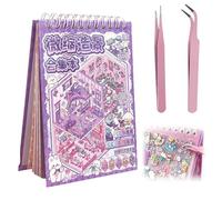 EnixwH 10 Pezzi Sticker Book Scrapbooking Stickers Aesthetic Creativa DIY 3D Adesivi di Scena Scene Case in Miniatura con 2 Pinzetta per Adulti e Principianti Stress Sollievo Crea tue Escena
