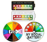 ENIXWH 4 pezzi Social Battery Pin Spilla Divertente Social Battery Pins per Auto Espressione, Accessori Alla Moda Smalto Pin Zaini Giacche Cappelli