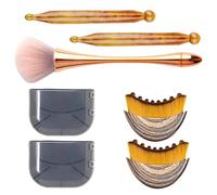 EnixwH 5 Pezzi Linfatico Massaggiatore Viso Spazzola Viso Kit Skincare con Bastoncini Amber Gua Sha e Spazzola Massaggiante Oro Rosa per Massaggio Scolpire una Linea Della Mascella Perfetta