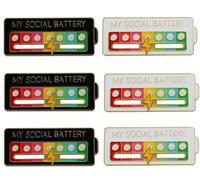 ENIXWH 6 pezzi Social Battery Pin Spilla Divertente Sociale Batteria Perni per Auto Espressioni Accessori Alla Moda Spilli Smalto Zaini Giacche Cappelli