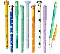 EnixwH 8 Pezzi 0,7 MM Punta Penne Cancellabili Penna Gel Cose per la Scuola Cancelleria Scuola Cancellabile con Motivi Animali per Appunti di Diario Scuole Uffici Regali il Ritorno (Animale A)