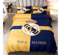ENIXWH Football star - Set copripiumino per adolescenti 3D Madrid, in microfibra, con cerniere e 2 buste, misura A, 140 x 200 cm