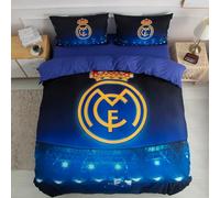 ENIXWH Football star - Set copripiumino per adolescenti 3D Madrid, in microfibra, con cerniere e 2 buste, 135 x 200 cm