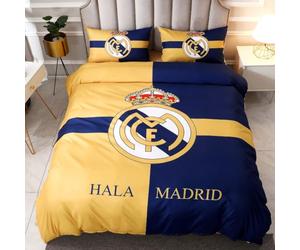 ENIXWH Football star - Set copripiumino per adolescenti 3D Madrid, in microfibra, con cerniere e 2 buste, misura A, 135 x 200 cm