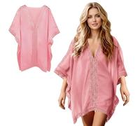 Eniyou Caftano Donna Mare Copricostume Donna Mare Cotone Copri Costume Design con Scollo A V Adatto per Vacanzemare Eventi Bordo Piscina Feste sulle Navi Crociera Spiagge attività Acquatiche(Rosa)