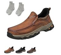 Enjerr Orthopedic Shoes Men, 2025 New Men's Orthopedic Comfortable Hands Loafers, Arch Support, Non Slip (Brown,44)