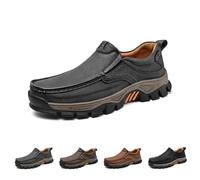 Enjerr Orthopedic Shoes Men, Men's Slip-On Orthopedic Hands-Free Genuine Leather Slip on Loafers, for Man Travels (Gray,48)