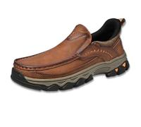 Enjerr Orthopedic Shoes Men, New Men's Comfortable Casual Genuine Leather Slip on Loafers, for Man (Light Brown,48)
