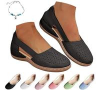 Enjerr Scarpe ortopediche da donna, sandali estivi da donna 2025, alla moda, con zeppa, comode, con punta chiusa, tacco basso, scarpe da spiaggia traspiranti casual all'aperto, Nero , 38 EU