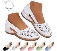 Enjerr Scarpe ortopediche da donna, sandali estivi da donna 2025, alla moda, con zeppa, comode, con punta chiusa, tacco basso, scarpe da spiaggia traspiranti casual all'aperto, bianco, 38 EU