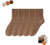 Enjerr Socks, 5 paia di calzini da donna Solid Mid-Calf Socks, calzini invernali da BootsSocks Thickened Knit Warm Cozy CrewSocks for Sleeping Floor, marrone, Taglia unica