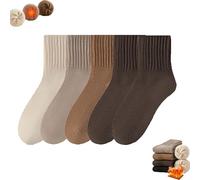 Enjerr Socks, 5 paia di calzini da donna Solid Mid-Calf Socks, calzini invernali da BootsSocks Thickened Knit Warm Cozy CrewSocks for Sleeping Floor, Mixed E, Taglia unica