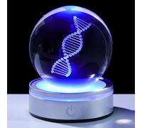 Enjinkail Sfera di cristallo DNA con base a LED, decorazione scientifica unica con incisione laser 3D, regalo per insegnanti di biologia, studenti di medicina e amanti della scienza, luce notturna