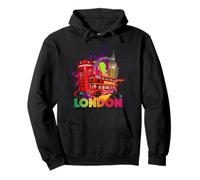 Enjoy Cool Colorful London UK Tee Shirts, London Landmarks Felpa con Cappuccio