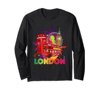 Enjoy Cool Colorful London UK Tee Shirts, London Landmarks Maglia a Manica