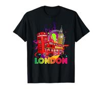 Enjoy Cool Colorful London UK Tee Shirts, London Landmarks Maglietta
