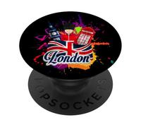 Enjoy Cool Colorful London UK Tee Shirts, London Landmarks PopSockets PopGrip Adesivo