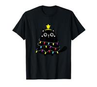 Enjoy Cool Funny Christmas Black Cats Decoration Tree Anime Maglietta