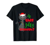 Enjoy Cool Funny Christmas Jolly Cat Novelty Graphic Design Maglietta