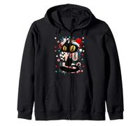 Enjoy Cool Funny Cute Christmas Black Cat Novelty Graphic Felpa con Cappuccio