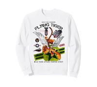 Enjoy Cool Funny Tiger Flying Cartoon, Wild Tiger Graphic Felpa