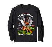 Enjoy Cool Funny Tiger Flying Cartoon, Wild Tiger Graphic Maglia a Manica