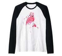 Enjoy Cool Summer Beach Sun with Pink Flamingo Graphic Cute Maglia con Maniche Raglan