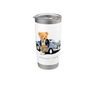 Enjoy Cool Teddy Bear With Classic Car Graphic Designs Fun Bicchiere termico in acciaio inox doppia parete