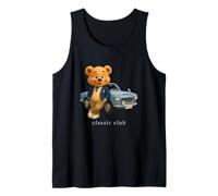 Enjoy Cool Teddy Bear With Classic Car Graphic Designs Fun Canotta