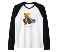Enjoy Cool Teddy Bear With Classic Car Graphic Designs Fun Maglia con Maniche Raglan